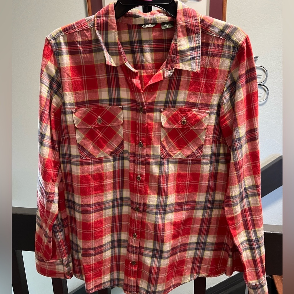 Eddie Bauer Red and Yellow Plaid Shirt #149